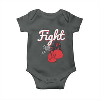 Fight Pray For A Cure Baby Onesie Red Ribbon HIV Awareness Boxing Gift - Wonder Print Shop