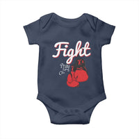 Fight Pray For A Cure Baby Onesie Red Ribbon HIV Awareness Boxing Gift - Wonder Print Shop