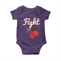 Fight Pray For A Cure Baby Onesie Red Ribbon HIV Awareness Boxing Gift - Wonder Print Shop