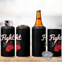 Fight Pray For A Cure 4 in 1 Can Cooler Tumbler Red Ribbon HIV Awareness Boxing Gift - Wonder Print Shop