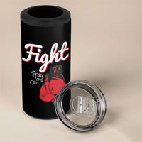 Fight Pray For A Cure 4 in 1 Can Cooler Tumbler Red Ribbon HIV Awareness Boxing Gift - Wonder Print Shop