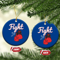 Fight Pray For A Cure Ceramic Ornament Red Ribbon HIV Awareness Boxing Gift - Wonder Print Shop