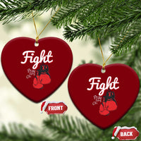 Fight Pray For A Cure Ceramic Ornament Red Ribbon HIV Awareness Boxing Gift - Wonder Print Shop