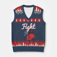 Fight Pray For A Cure V-Neck Knit Sweater Vest Red Ribbon HIV Awareness Boxing Gift - Wonder Print Shop