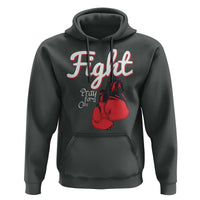 Fight Pray For A Cure Hoodie Red Ribbon HIV Awareness Boxing Gift - Wonder Print Shop