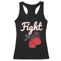 Fight Pray For A Cure Racerback Tank Top Red Ribbon HIV Awareness Boxing Gift - Wonder Print Shop