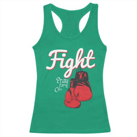 Fight Pray For A Cure Racerback Tank Top Red Ribbon HIV Awareness Boxing Gift - Wonder Print Shop