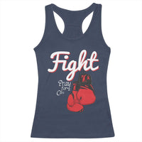 Fight Pray For A Cure Racerback Tank Top Red Ribbon HIV Awareness Boxing Gift - Wonder Print Shop