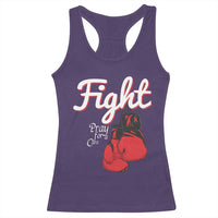 Fight Pray For A Cure Racerback Tank Top Red Ribbon HIV Awareness Boxing Gift - Wonder Print Shop