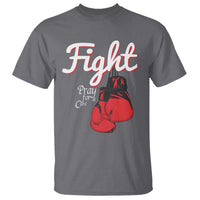Fight Pray For A Cure T Shirt Red Ribbon HIV Awareness Boxing Gift - Wonder Print Shop