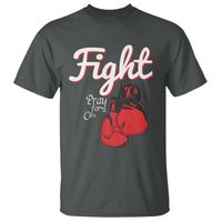 Fight Pray For A Cure T Shirt Red Ribbon HIV Awareness Boxing Gift - Wonder Print Shop
