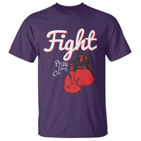 Fight Pray For A Cure T Shirt Red Ribbon HIV Awareness Boxing Gift - Wonder Print Shop