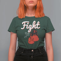 Fight Pray For A Cure T Shirt For Women Red Ribbon HIV Awareness Boxing Gift - Wonder Print Shop
