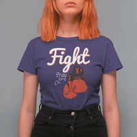 Fight Pray For A Cure T Shirt For Women Red Ribbon HIV Awareness Boxing Gift - Wonder Print Shop
