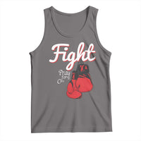 Fight Pray For A Cure Tank Top Red Ribbon HIV Awareness Boxing Gift - Wonder Print Shop