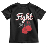 Fight Pray For A Cure Toddler T Shirt Red Ribbon HIV Awareness Boxing Gift - Wonder Print Shop