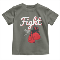 Fight Pray For A Cure Toddler T Shirt Red Ribbon HIV Awareness Boxing Gift - Wonder Print Shop