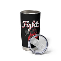 Fight Pray For A Cure Tumbler Cup Red Ribbon HIV Awareness Boxing Gift - Wonder Print Shop