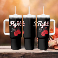 Fight Pray For A Cure Tumbler With Handle Red Ribbon HIV Awareness Boxing Gift - Wonder Print Shop