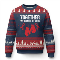 Together We Can Beat AIDS Ugly Christmas Sweater Boxing HIV Awareness Gift - Wonder Print Shop