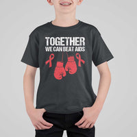 Together We Can Beat AIDS T Shirt For Kid Boxing HIV Awareness Gift - Wonder Print Shop