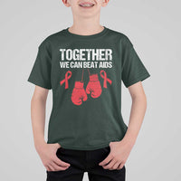 Together We Can Beat AIDS T Shirt For Kid Boxing HIV Awareness Gift - Wonder Print Shop