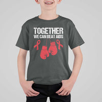 Together We Can Beat AIDS T Shirt For Kid Boxing HIV Awareness Gift - Wonder Print Shop