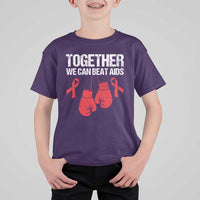 Together We Can Beat AIDS T Shirt For Kid Boxing HIV Awareness Gift - Wonder Print Shop