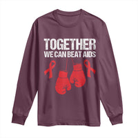 Together We Can Beat AIDS Long Sleeve Shirt Boxing HIV Awareness Gift - Wonder Print Shop