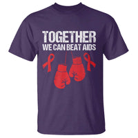 Together We Can Beat AIDS T Shirt Boxing HIV Awareness Gift - Wonder Print Shop