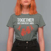 Together We Can Beat AIDS T Shirt For Women Boxing HIV Awareness Gift - Wonder Print Shop