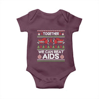 Together We Can Beat AIDS Baby Onesie HIV Awareness Boxing Ugly Sweater Gift - Wonder Print Shop