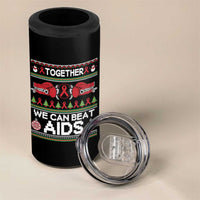 Together We Can Beat AIDS 4 in 1 Can Cooler Tumbler HIV Awareness Boxing Ugly Sweater Gift - Wonder Print Shop