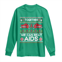 Together We Can Beat AIDS Long Sleeve Shirt HIV Awareness Boxing Ugly Sweater Gift - Wonder Print Shop