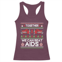 Together We Can Beat AIDS Racerback Tank Top HIV Awareness Boxing Ugly Sweater Gift - Wonder Print Shop