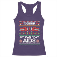 Together We Can Beat AIDS Racerback Tank Top HIV Awareness Boxing Ugly Sweater Gift - Wonder Print Shop