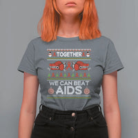 Together We Can Beat AIDS T Shirt For Women HIV Awareness Boxing Ugly Sweater Gift - Wonder Print Shop