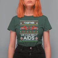 Together We Can Beat AIDS T Shirt For Women HIV Awareness Boxing Ugly Sweater Gift - Wonder Print Shop
