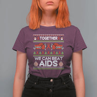 Together We Can Beat AIDS T Shirt For Women HIV Awareness Boxing Ugly Sweater Gift - Wonder Print Shop