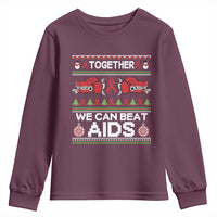 Together We Can Beat AIDS Youth Sweatshirt HIV Awareness Boxing Ugly Sweater Gift - Wonder Print Shop