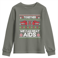Together We Can Beat AIDS Youth Sweatshirt HIV Awareness Boxing Ugly Sweater Gift - Wonder Print Shop