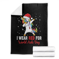 I Wear Red For World AIDS Day Throw Blanket Santa Unicorn Dabbing Christmas Gift - Wonder Print Shop