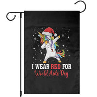 I Wear Red For World AIDS Day Garden Flag Santa Unicorn Dabbing Christmas Gift - Wonder Print Shop