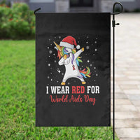 I Wear Red For World AIDS Day Garden Flag Santa Unicorn Dabbing Christmas Gift - Wonder Print Shop