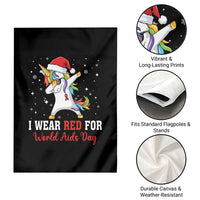 I Wear Red For World AIDS Day Garden Flag Santa Unicorn Dabbing Christmas Gift - Wonder Print Shop