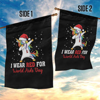 I Wear Red For World AIDS Day Garden Flag Santa Unicorn Dabbing Christmas Gift - Wonder Print Shop