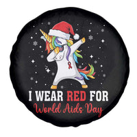 I Wear Red For World AIDS Day Spare Tire Cover Santa Unicorn Dabbing Christmas Gift - Wonder Print Shop