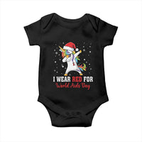 I Wear Red For World AIDS Day Baby Onesie Santa Unicorn Dabbing Christmas Gift - Wonder Print Shop