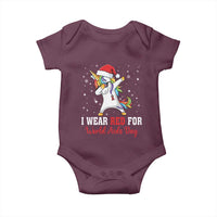 I Wear Red For World AIDS Day Baby Onesie Santa Unicorn Dabbing Christmas Gift - Wonder Print Shop