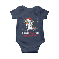 I Wear Red For World AIDS Day Baby Onesie Santa Unicorn Dabbing Christmas Gift - Wonder Print Shop